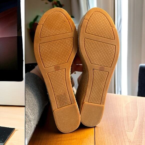 Tory Burch Womens 10 Fieda Espadrille Platform Sandals new leather canvas - Picture 10 of 10